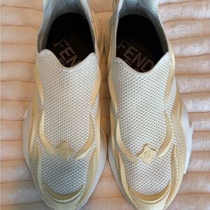 Fendi Flow White and Cream Sneakers